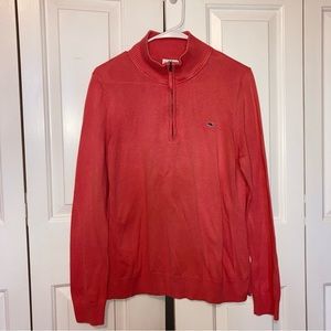 Vineyard Vines Coral Long Sleeve Quarter Zip 100% Cotton Sweater XL